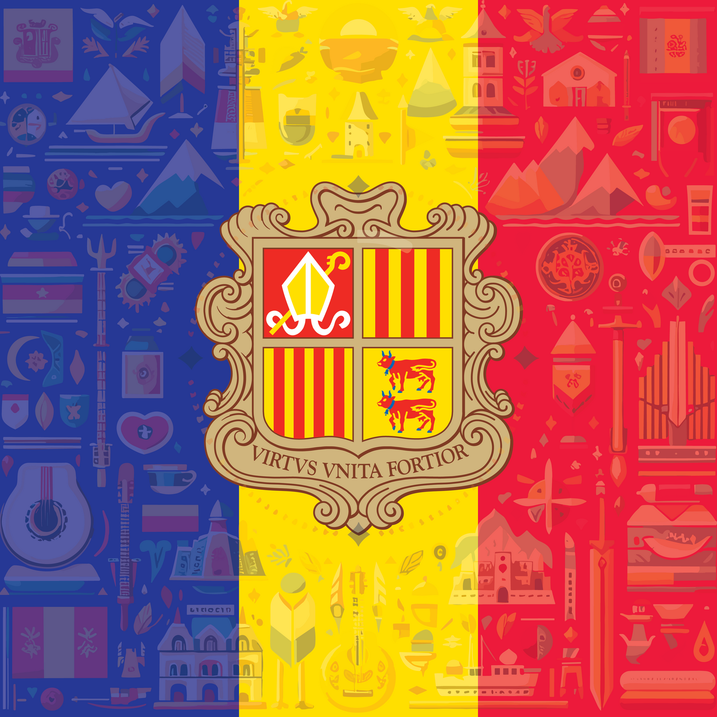 Andorra Flag Bandana